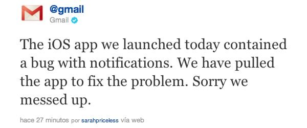 Foto 0 en  - Google retira la app de Gmail del App store a minutos de su lanzamiento