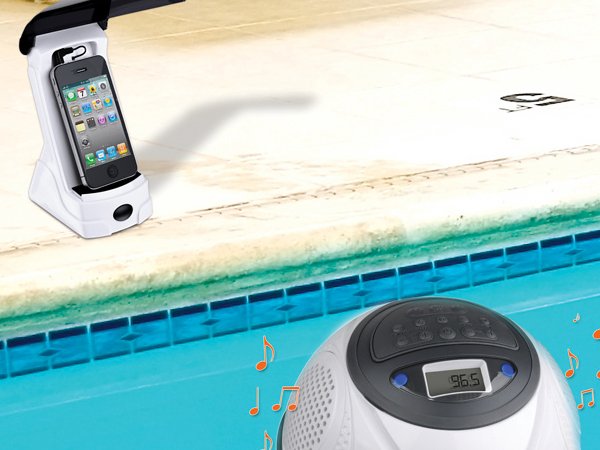 Foto 0 en  - Dock y altavoces inal�mbricos que flotan para disfrutar el iPod en la piscina
