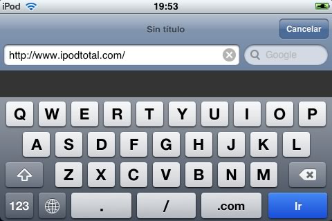 Escribiendo URL en safari del iPod touch