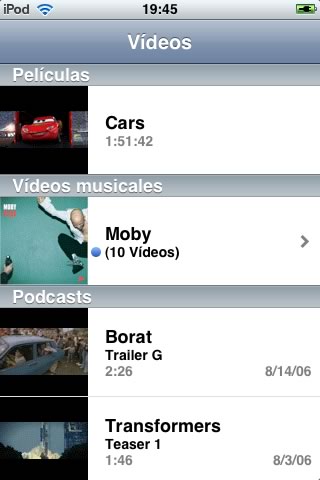 Videos en el iPod touch