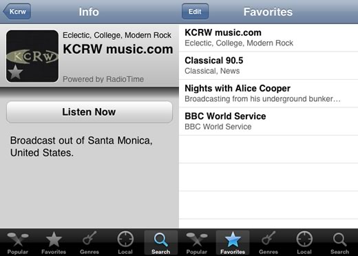 Radioshift Touch: radio para iPhone y iPod touch