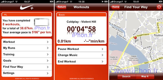 Capturas de Nike+ en el iPhone