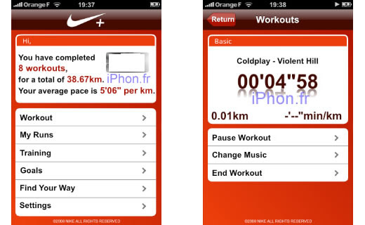 Capturas de Nike+ en el iPhone