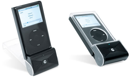 PowerTune de Macally, batería, altavoz, funda y pedestal para iPod todo en uno