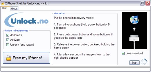 ZiPhone desbloquea, Jailbreak y activa tu iPhone 1.1.2 o 1.1.3