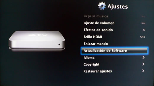 Actualización de software Apple TV