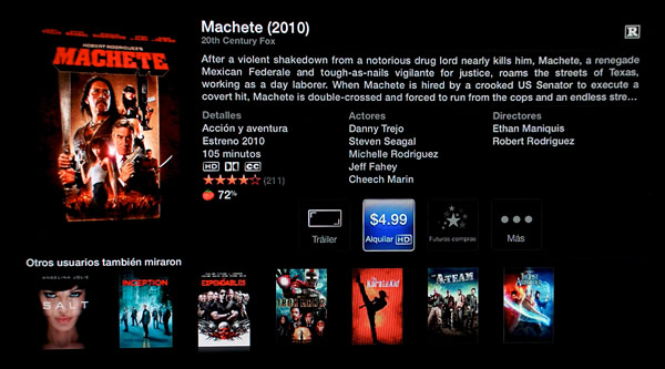 Alquilar pelicula en Apple TV