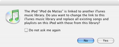 iTunes advertencia