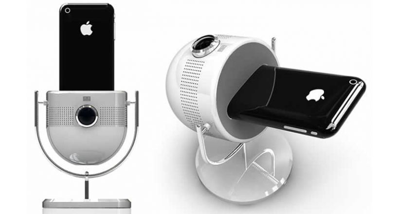 Concepto: Altavoces y proyector para iPhone o iPod