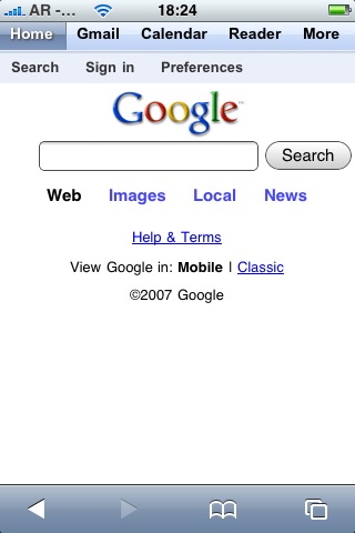 Google optimizado para iPhone e iPod touch 