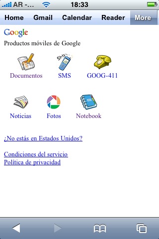 Google optimizado para iPhone e iPod touch 