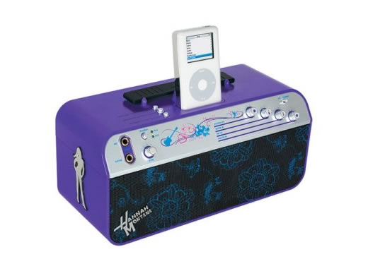 Altavoces y radio reloj despertador para iPod de Hannah Montana