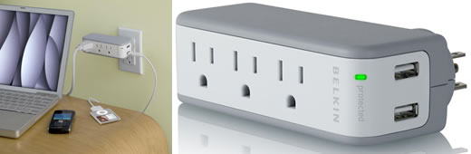 Estabilizador de corriente con conexiones USB para cargar tu iPod de Belkin