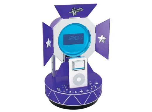 Altavoces y radio reloj despertador para iPod de Hannah Montana
