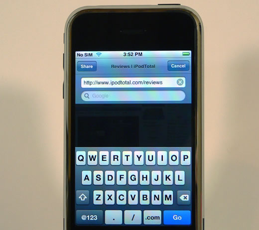 Escribiendo una dirección Web en el iPhone