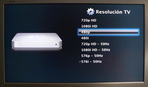 Selección resolución Apple TV